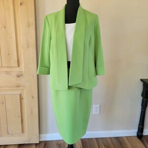 NWT EVAN PICONE BLACK LABEL Bright Green /White Dress Suit Set SIZE 10